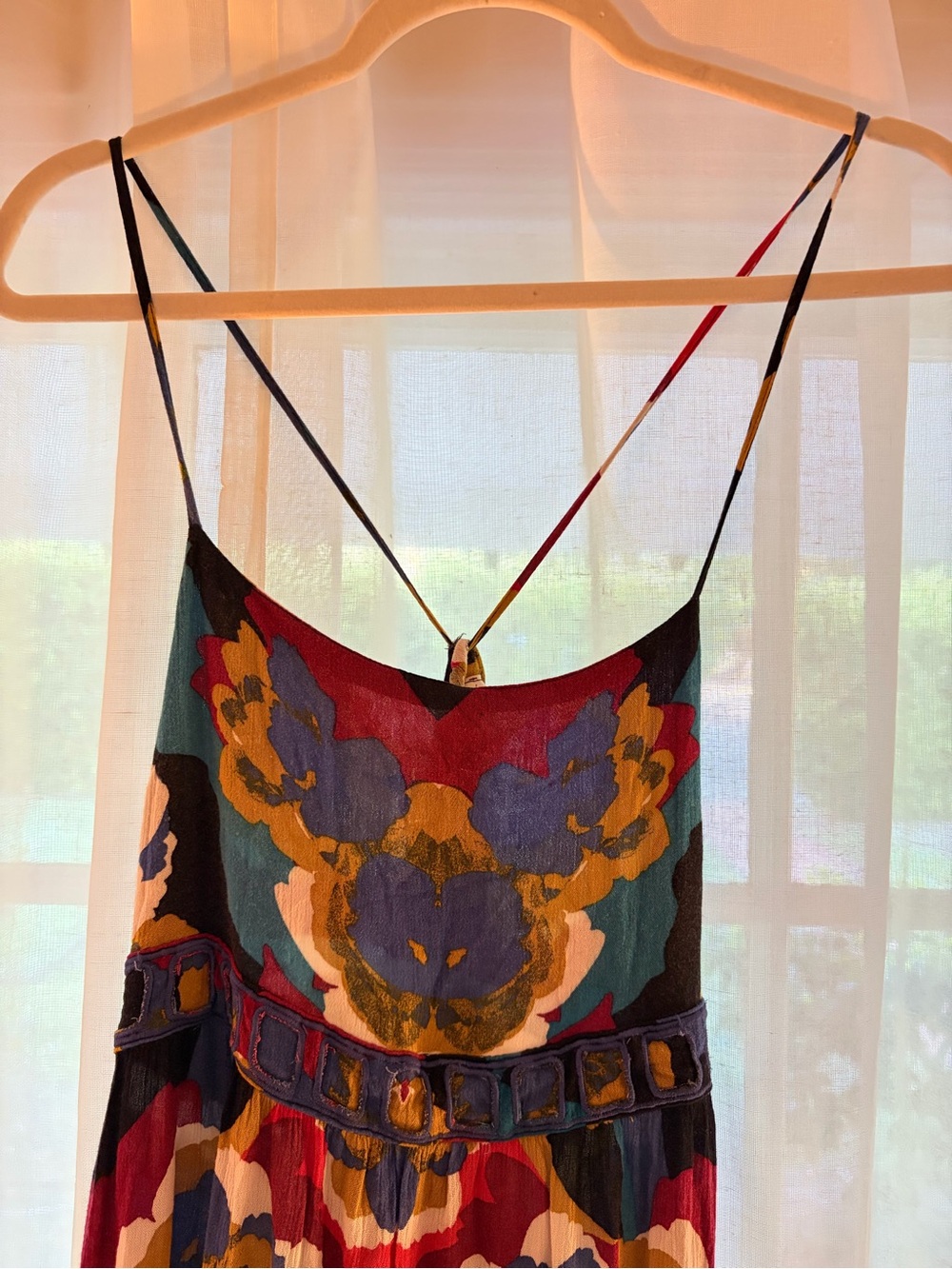 Vintage Free People Floral Black Tiered Slip Dress with Spaghetti Straps - Picture 7 of 7